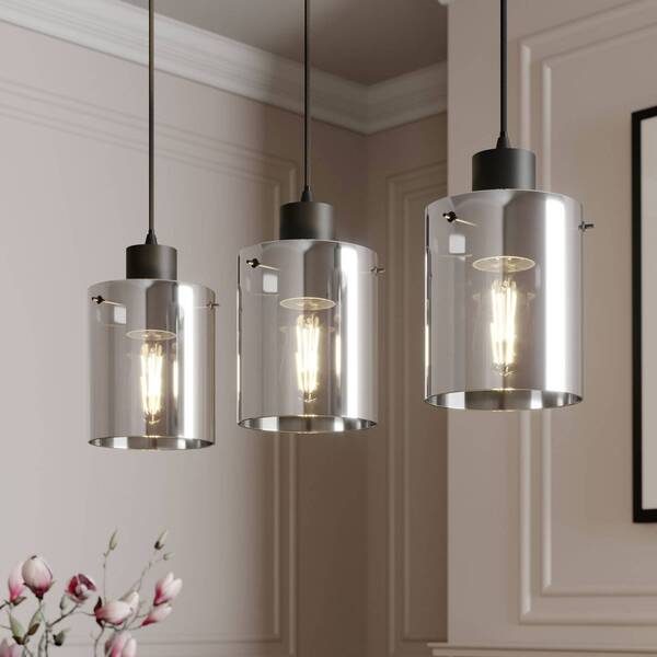  Lindby Lindby Kourtney Hanging Light, 3-bulb, Black/grey, Glass, E27 