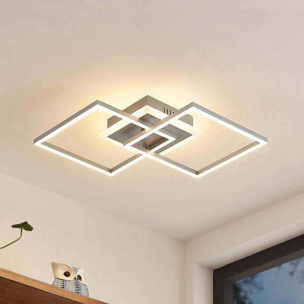  Lindby Lindby Led Ceiling Lamp Fjardo, Angular, Silver, Cct, Remote Control 