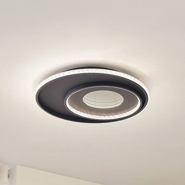  Lindby Lindby Led Ceiling Lamp Inessa, ø 51 Cm, Black, Cct, Dimmable 
