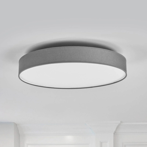  Lindby Lindby Led Ceiling Lamp Saira, ø 50 Cm, Grey, Textile 