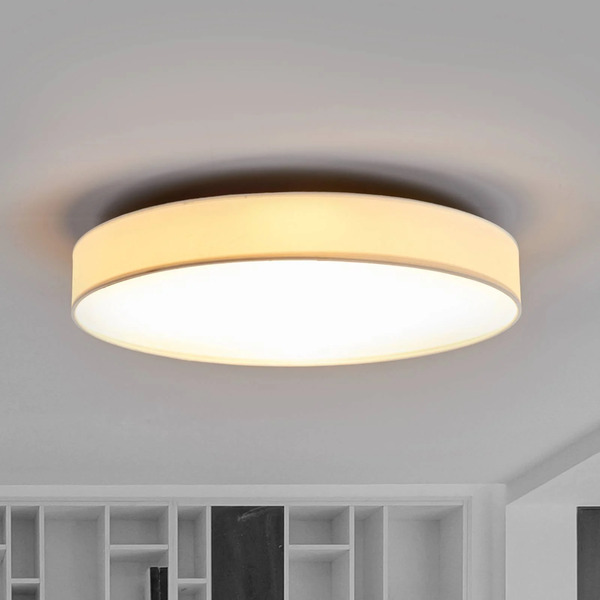  Lindby Lindby Led Ceiling Lamp Saira, ø 50 Cm, White, Textile 