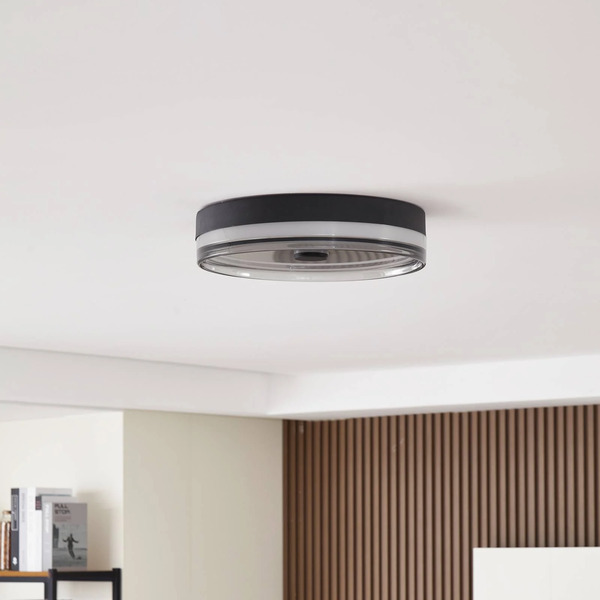  Lindby Lindby Led Ceiling Light Aldorin, 40 Cm, Black, Plastic 