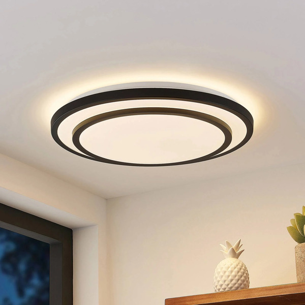  Lindby Lindby Led Ceiling Light Essina, Black, Metal, Cct, Dimmable. 