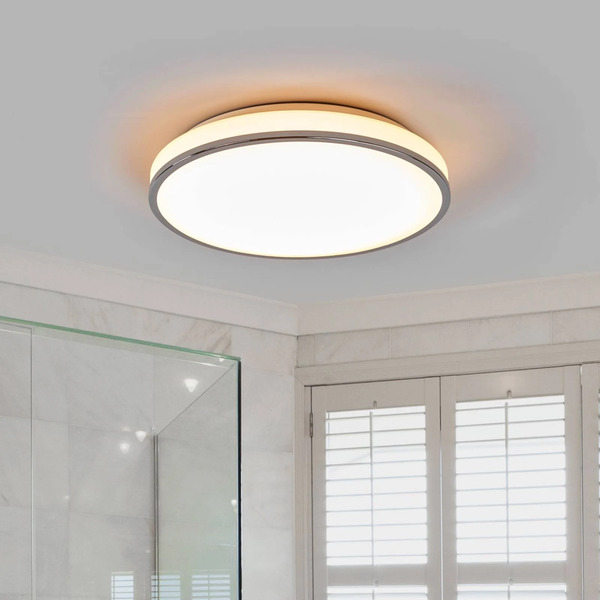  Lindby Lindby Led Ceiling Light Lyss, ø 40 Cm, Chrome-coloured, Ip44 