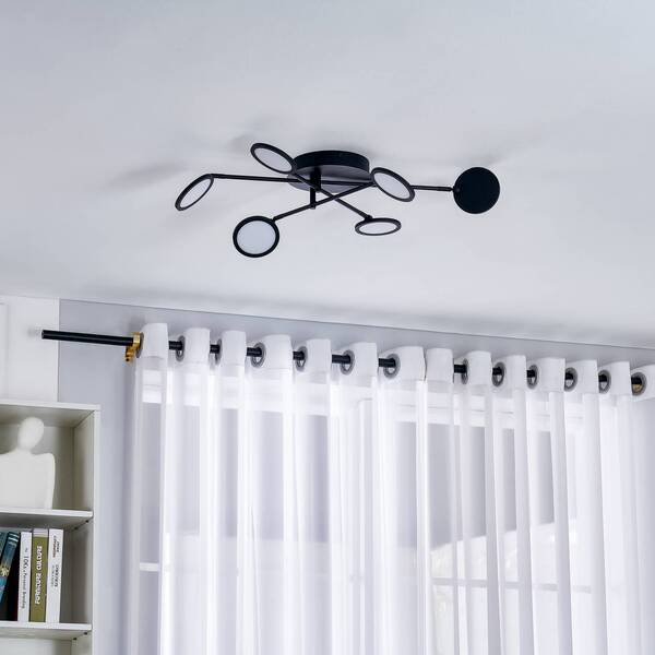  Lindby Lindby Led Ceiling Light Manel, Black, Iron, 79 Cm Long 