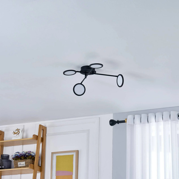  Lindby Lindby Led Ceiling Light Manel, Black, Iron, 60 Cm Long 