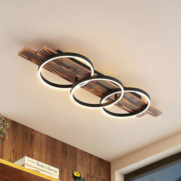  Lindby Lindby Led Ceiling Light Sentoa, Wood, 100 Cm Long, 3,000 K 