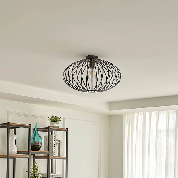  Lindby Lindby Maivi Ceiling Light, Black, 50 Cm, Iron, Cage 