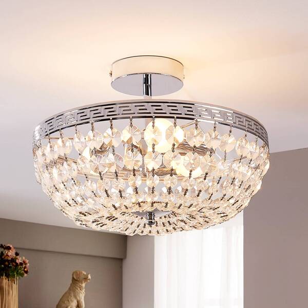  Lindby Lindby Mondrian Ceiling Light, 35 Cm, Chrome, Crystal 