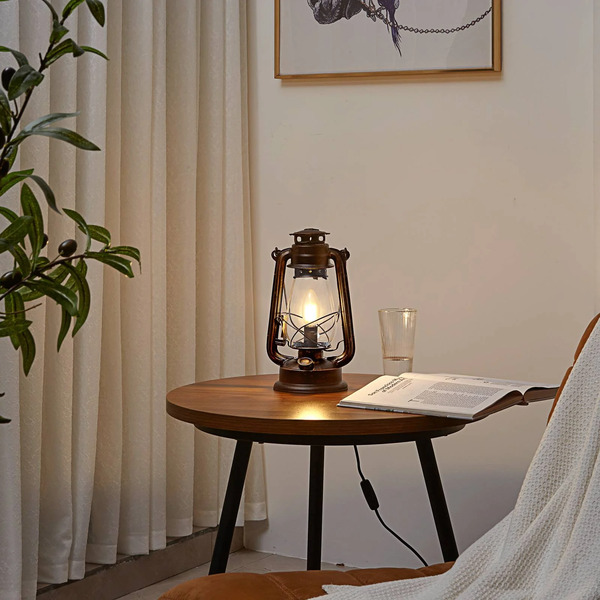  Lindby Lindby Table Lamp Raisa, Rust-coloured, Metal, Lantern, E14 