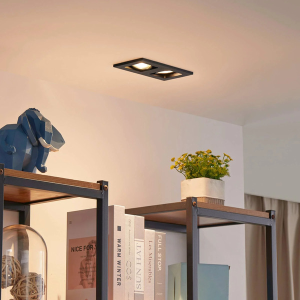  Lindby Lindby Thorid Downlight, Black, 19 X 10 Cm, 2-bulb, Gu10 