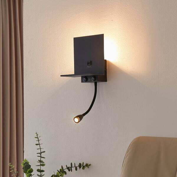  Lindby Lindby Thorid Wall Light, Black, Usb, Led Reading Lamp, G9 