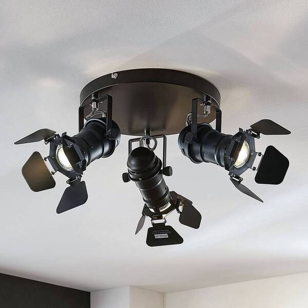  Lindby Lindby Tilen 3-bulb Black Ceiling Downlight, Metal, ø 54cm 