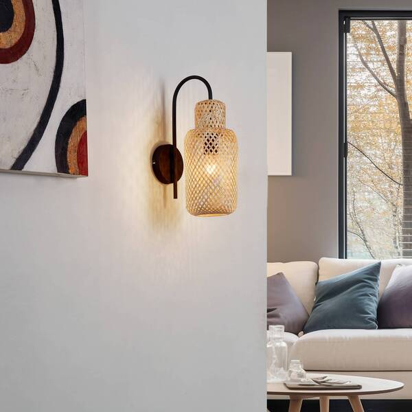  Lindby Lindby Venora Wall Light, Height 43 Cm, Black, Wood, Bamboo 