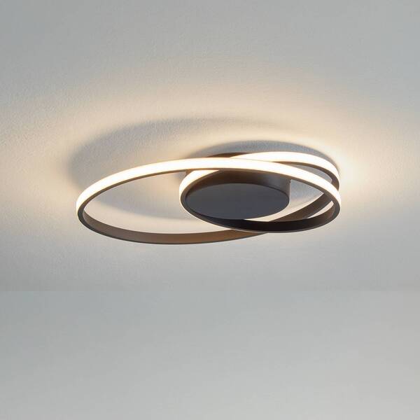  Lindby Lindby Youna Led Ceiling Light, Black, Aluminium, 39 Cm, Dimmable 