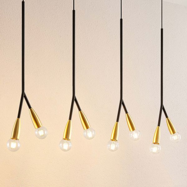  Lucande Lucande Carlea Hanging Lamp 8-bulb Black And Brass 