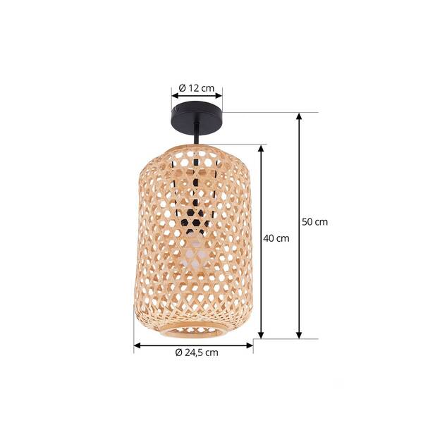  Lucande Lucande Ceiling Light Jorick, 1-bulb, ø 24.5 Cm, Bamboo 