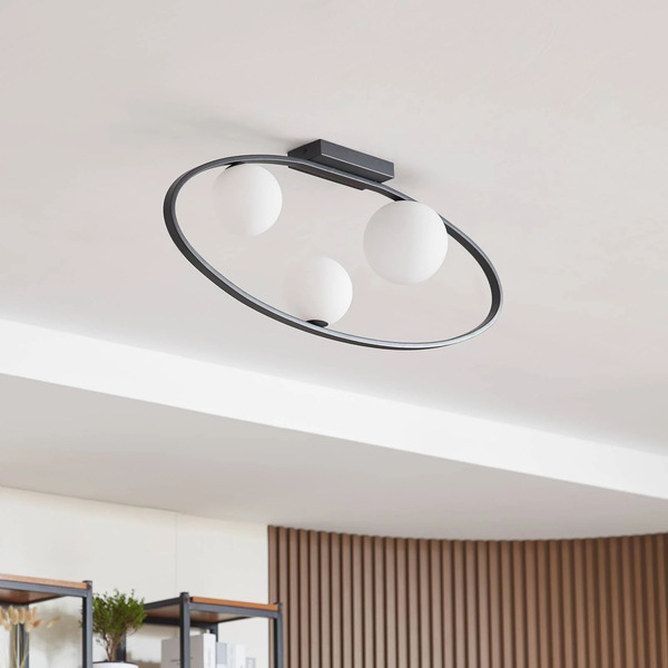  Lucande Lucande Ceiling Light Kulka, 3-bulb, Black, Glass, G9 