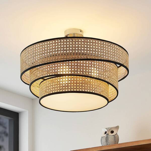  Lucande Lucande Elowen Ceiling Light, ø 56 Cm, Rattan, Bamboo 