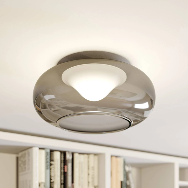  Lucande Lucande Led Ceiling Lamp Mijo, ø 43 Cm, Smoke Grey, Glass 