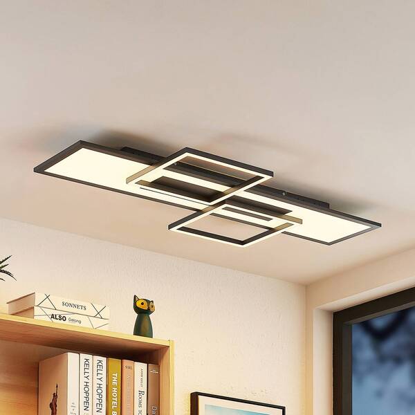  Lucande Lucande Led Ceiling Lamp Narumi, Cct, 110cm, Black, Aluminium 