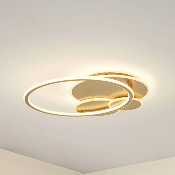  Lucande Lucande Led Ceiling Light Circulo, Gold, 60 Cm Cct, Dimmable 