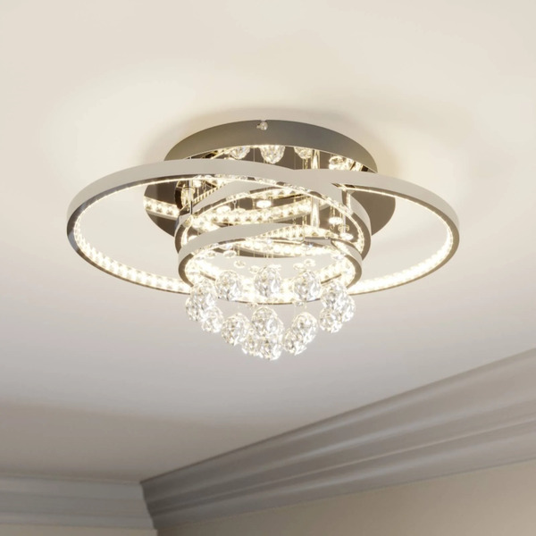 Lucande Lucande Led Ceiling Light Keely, Chrome-coloured, Crystal, 45 Cm 