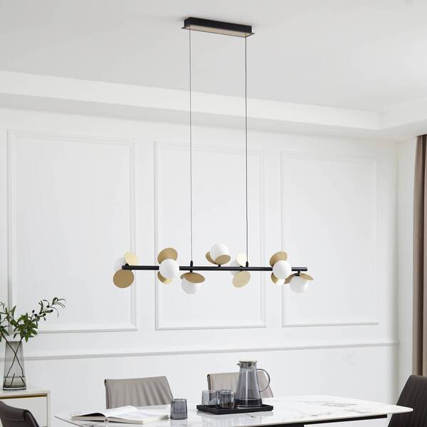  Lucande Lucande Led Hanging Light Pallo, 7-bulb, Black/gold, Glass 