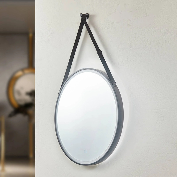  Lucande Lucande Led Mirror Lelin, ø 60 Cm, Black, Aluminium, Cct 