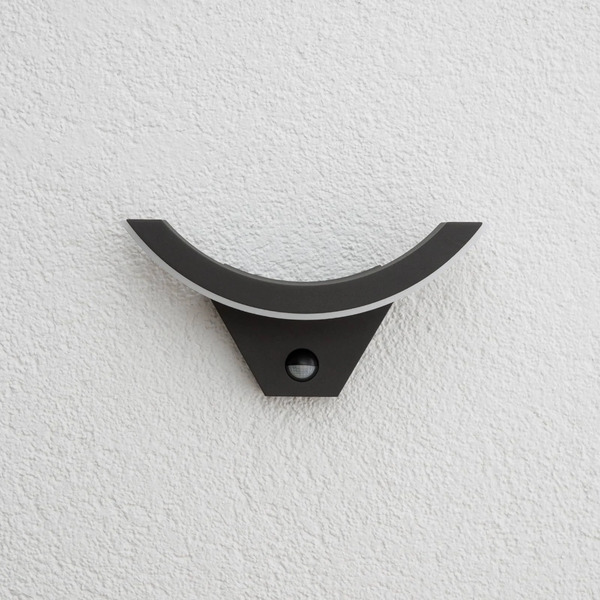  Lucande Lucande Led Outdoor Wall Light Half, Sensor, Anthracite, Ip54 