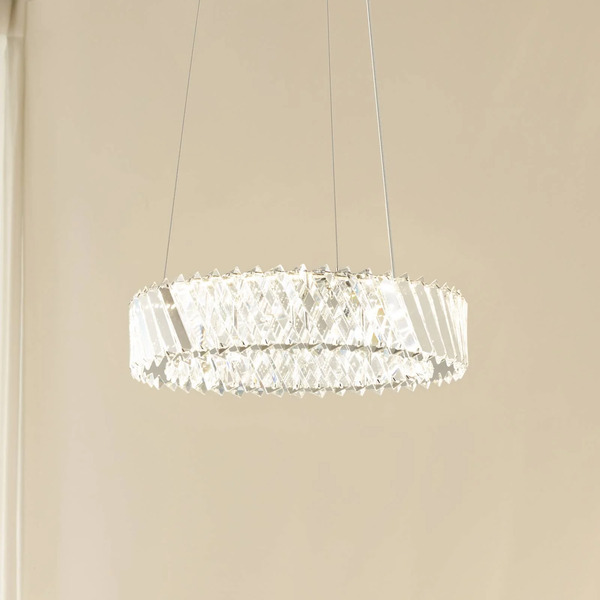  Lucande Lucande Led Pendant Light Glacis, Crystal, ø 40 Cm, Chrome 