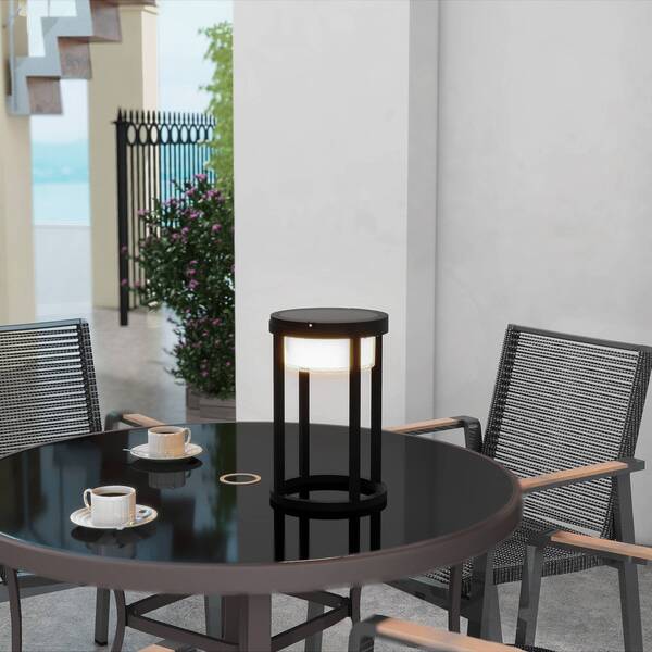  Lucande Lucande Led Solar Table Lamp Tilena, Round, Black, Dimmable 