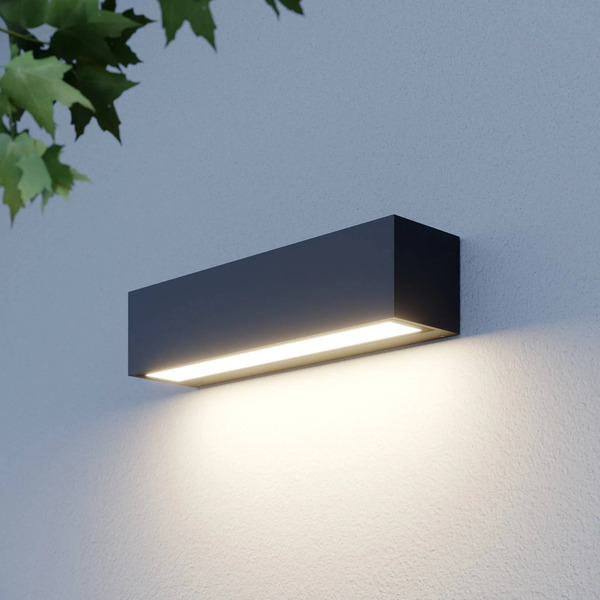  Lucande Lucande Led Wall Light Lengo, 25 Cm, Anthracite, Down, 3000k 