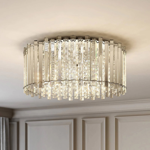  Lucande Lucande Limana Ceiling Light, ø 50 Cm, Chrome, Crystal 