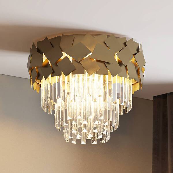  Lucande Lucande Miraia Crystal Ceiling Light, Gold 