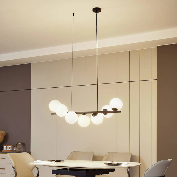  Lucande Lucande Pendant Light Isandro, Black / Opal, 7-bulb 