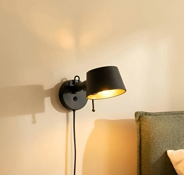  Lucande Lucande Silka Wall Light, 14 Cm, Black, Flexible, Plug 