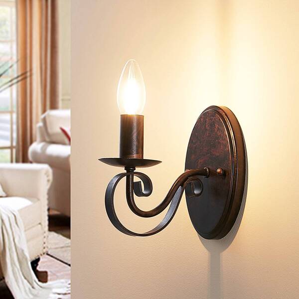  Lucande Lucande Wall Lamp Caleb, 18 Cm, Rust-coloured, Metal, E14 