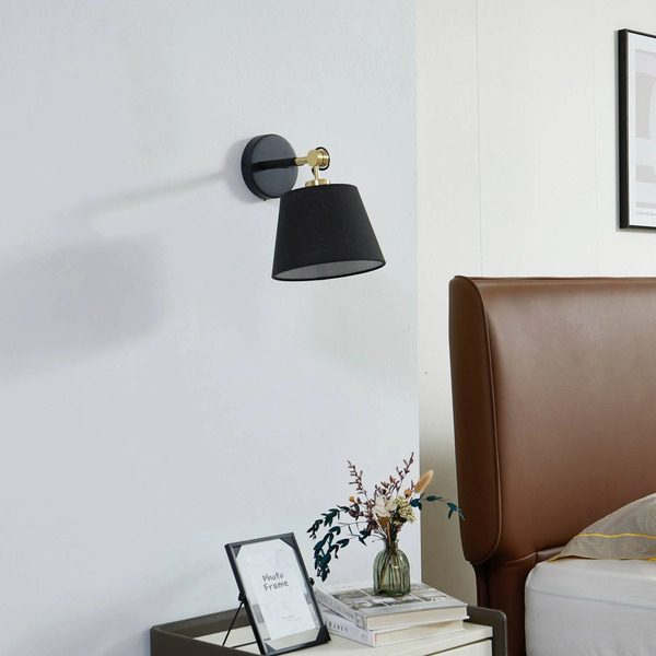 Lucande Lucande Wall Lamp Marvaine, Black/gold-coloured, Adjustable 