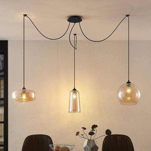  Lucande Lucande Zyli Pendant Light, Three-bulb, Amber 