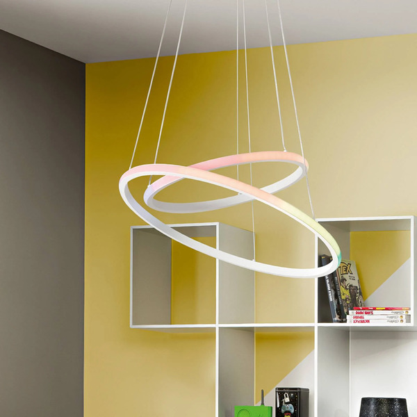  Luce Ambiente Design Luce Ambiente Design Axis Led Hanging Light, ø 60/40 Cm, White, Metal, Cct, Rgb 