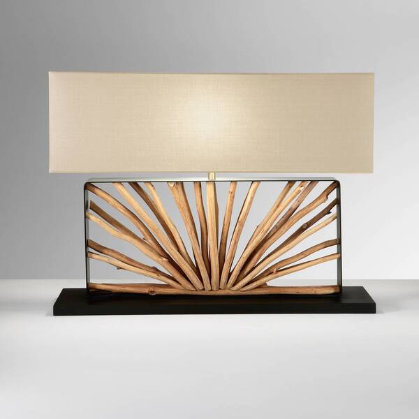  Luce Ambiente Design Luce Ambiente Design Ethernal Table Lamp, Black/wood/white, Width 80 Cm, Wood/fabric 