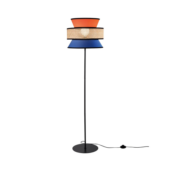  Luce Ambiente Design Luce Ambiente Design Gazebo Floor Lamp, Orange/blue/natural, 147 Cm, Fabric/rattan 