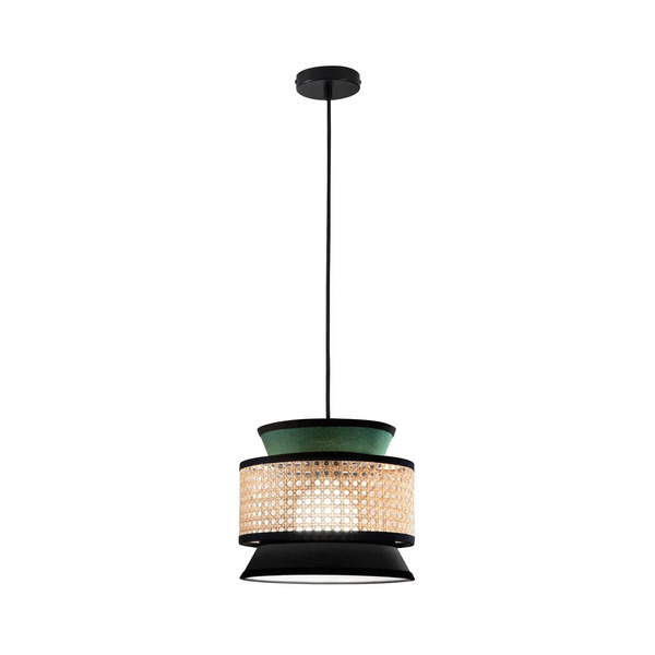  Luce Ambiente Design Luce Ambiente Design Gazebo Hanging Light, Green/black/natural, ø 26 Cm, Fabric/rattan 