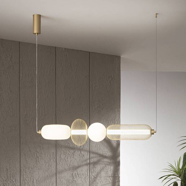  Luce Ambiente Design Luce Ambiente Design Inkas Led Hanging Light, Height 90 Cm, Gold-coloured Glass/metal, Cct 