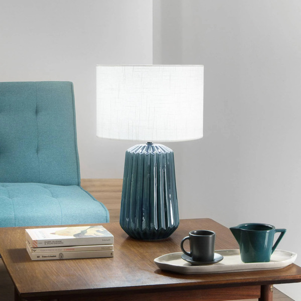  Luce Ambiente Design Luce Ambiente Design Kiowa Table Lamp, Height 46 Cm, Blue/white, Ceramic/fabric 