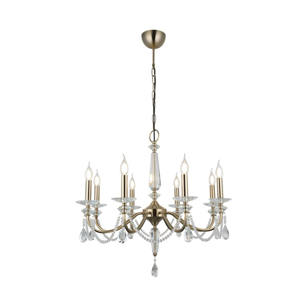  Lucea Lucea Chandelier Adone, Round, 8-bulb, Brass, Crystal Glass 