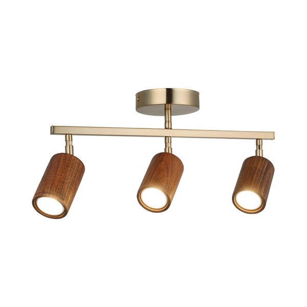  Lucea Lucea Legno Downlight, Linear, 3-bulb, Brown / Brass, Wood 