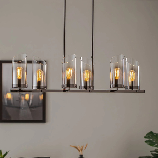  Lucea Lucea Padrela Chandelier, Linear, Black Chrome, 6-bulb 
