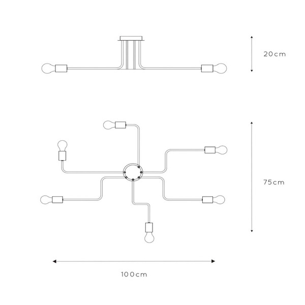  Lucide Lucide Black Lester Ceiling Light With 6 Arms 